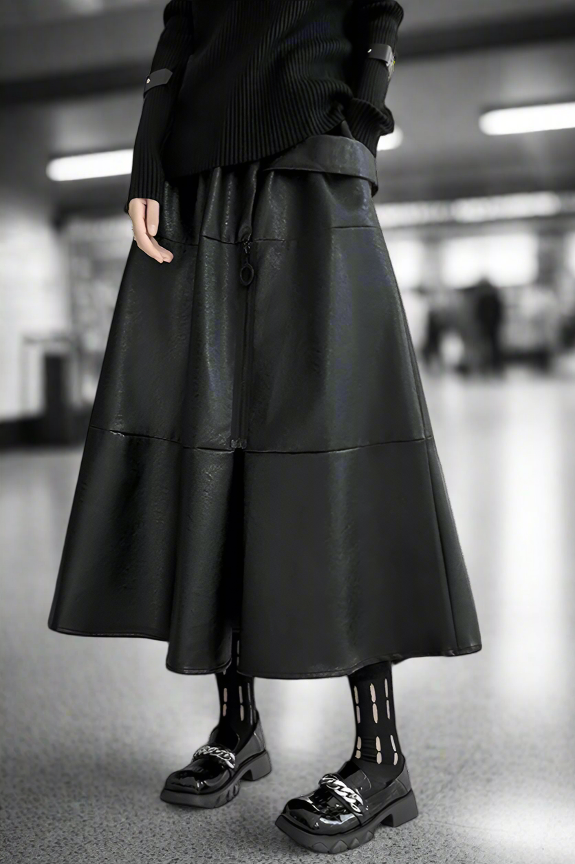 Neo-Noir A-Line Skirt