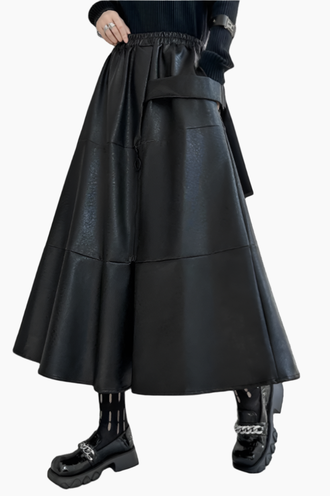 Neo-Noir A-Line Skirt