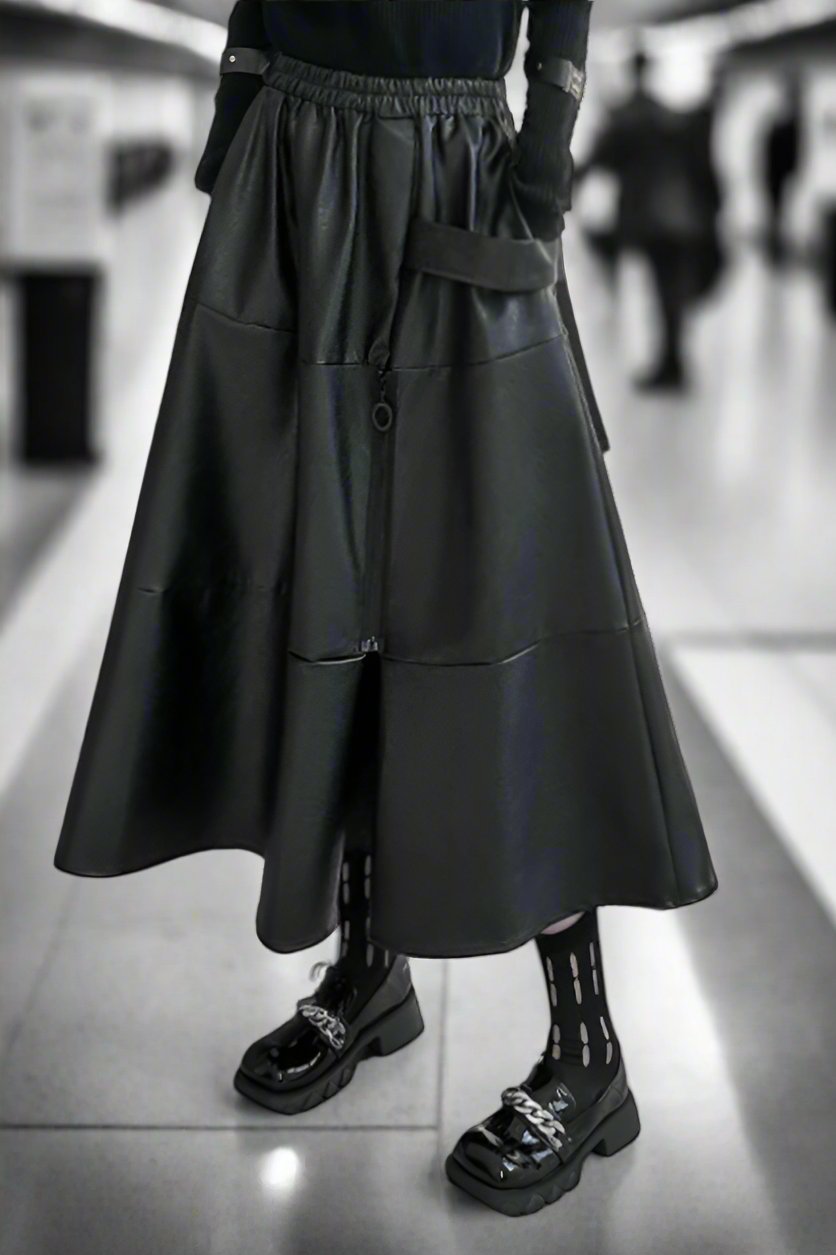 Neo-Noir A-Line Skirt