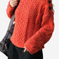 Ember Knit Button-Shoulder Sweater LAZERorange