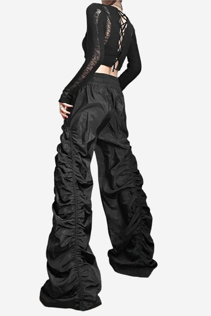 Ruched Dystopia Wide-Leg Pants