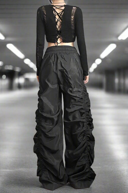 Ruched Dystopia Wide-Leg Pants