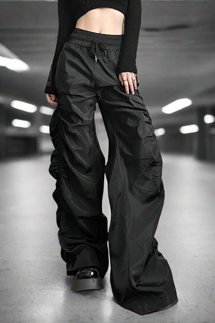 Ruched Dystopia Wide-Leg Pants