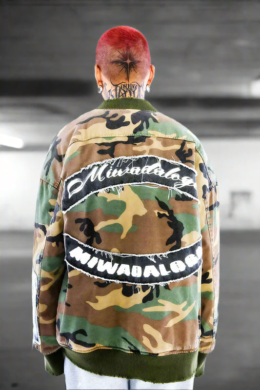 Rebel Camo Patch Bomber Jacket LAZERorange