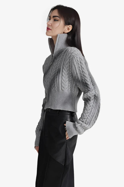 Cyber Cable Knit Cropped Sweater