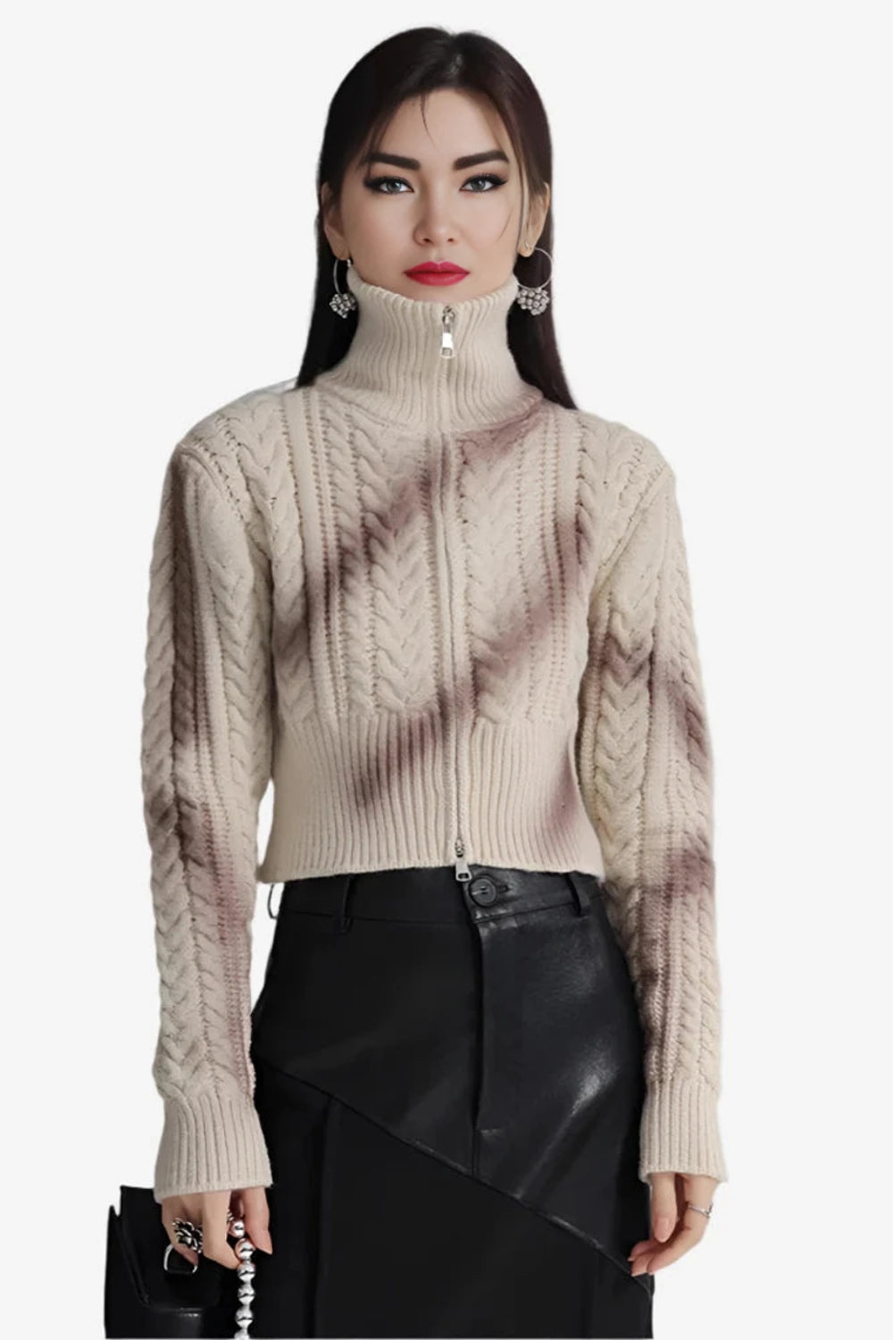 Cyber Cable Knit Cropped Sweater