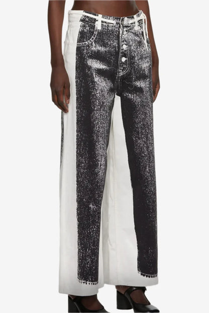 Phantom Print Wide-Leg Jeans