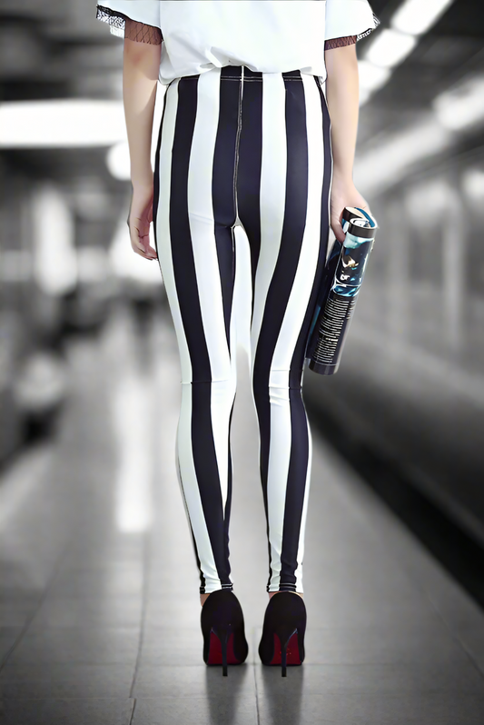 Monochrome Motion Striped Leggings LAZERorange