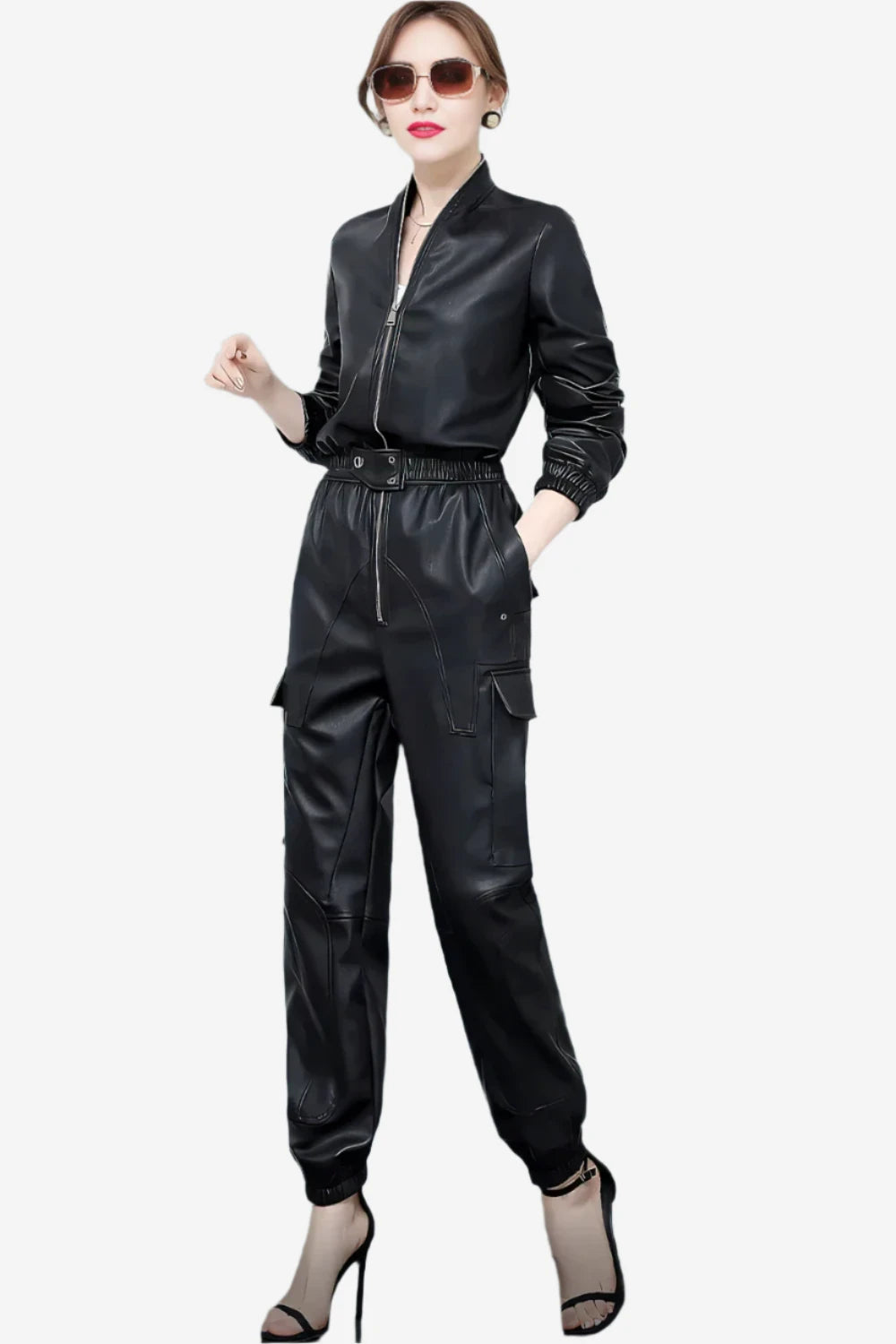 Midnight Armor Faux Leather Jumpsuit