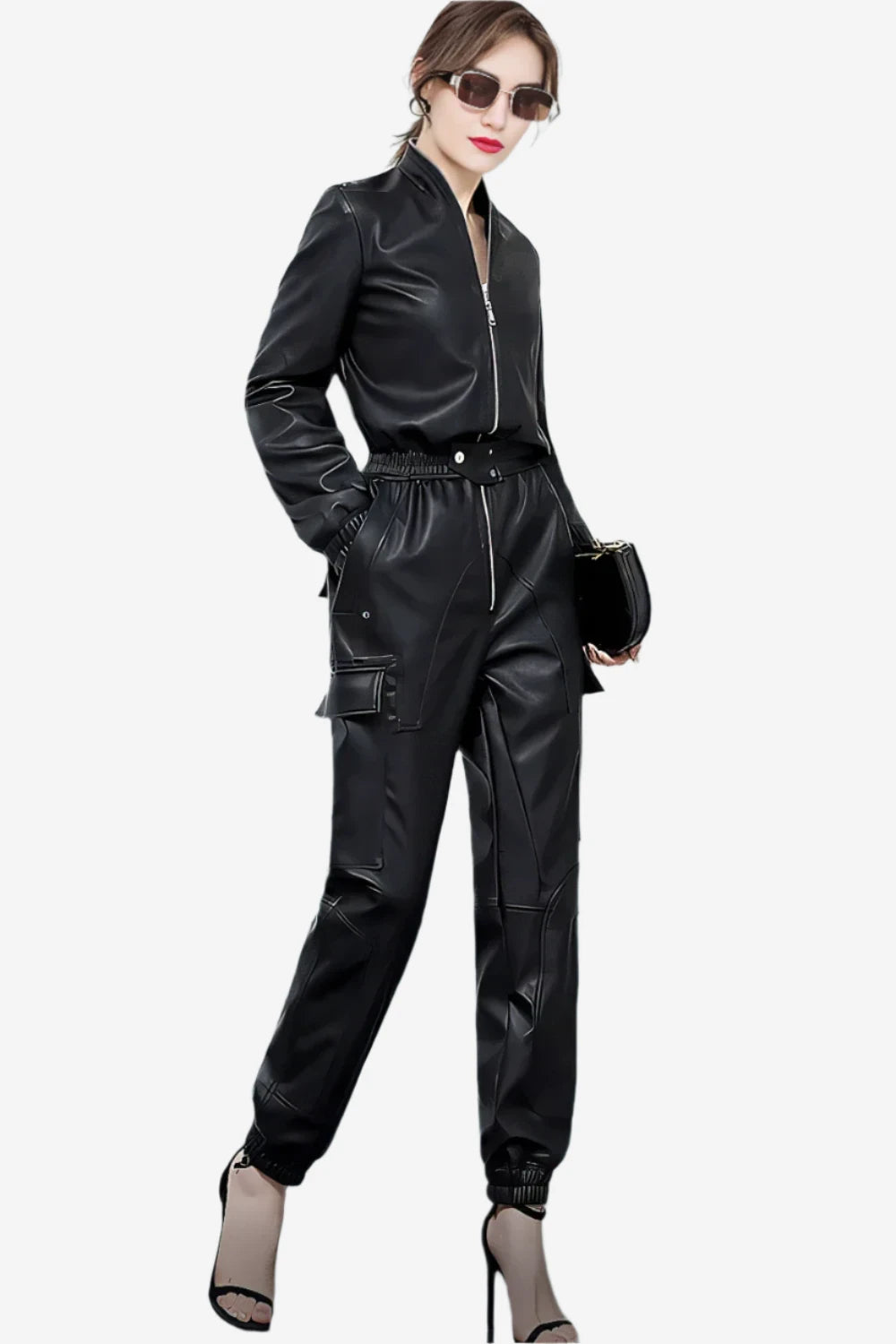 Midnight Armor Faux Leather Jumpsuit