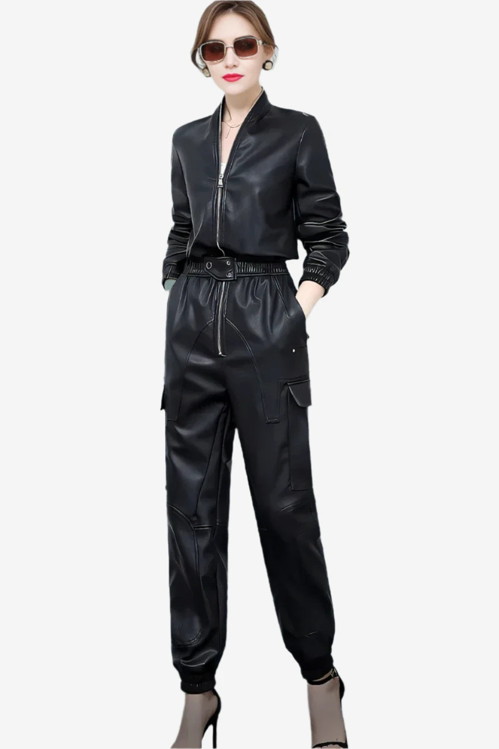 Midnight Armor Faux Leather Jumpsuit