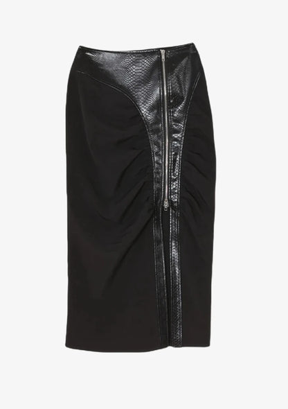 Midnight Ruche Zipper Skirt