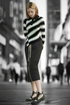 Noir Stripes Irregular Knit Sweater LAZERorange