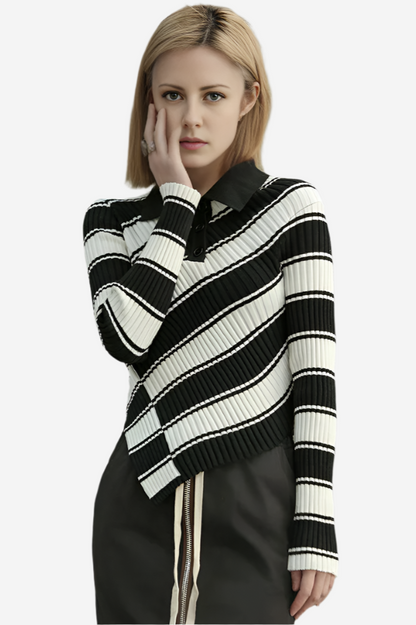 Noir Stripes Irregular Knit Sweater