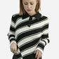 Noir Stripes Irregular Knit Sweater LAZERorange