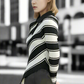 Noir Stripes Irregular Knit Sweater LAZERorange