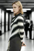 Noir Stripes Irregular Knit Sweater LAZERorange