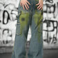 Distressed Tie-Dye Denim Trousers - LAZERorange