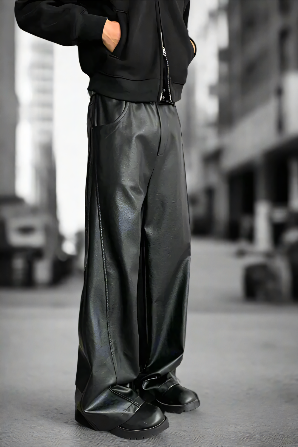 Urbane Wide-Leg Leather Pants