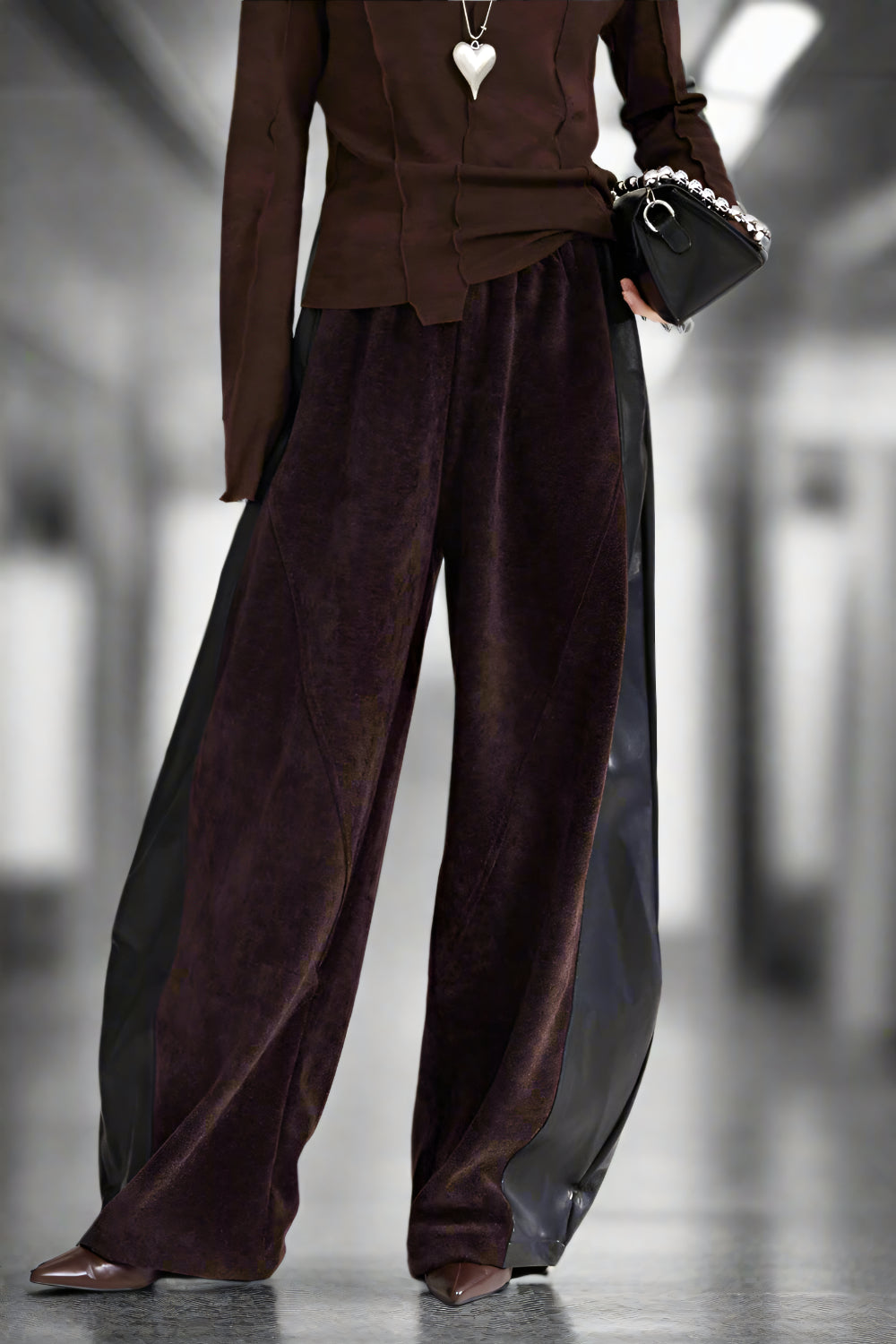 Shadow Stitch Wide-Leg Pants