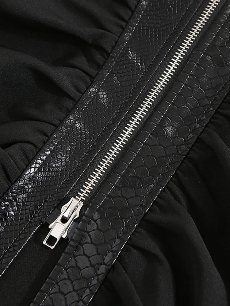 Midnight Ruche Zipper Skirt