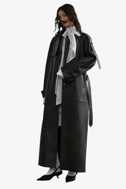 Shadowstride Long Leather Trench