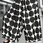 [EAM] High Elastic Waist Black Dot Printed Long Wide Leg Trousers New Loose Fit Pants Women Fashion Spring Autumn 2024 1DE6981 LAZERorange