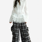 Urban Slate Plaid Wide-Leg Pants LAZERorange