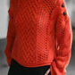 Ember Knit Button-Shoulder Sweater LAZERorange