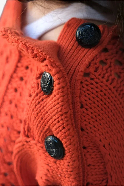 Ember Knit Button-Shoulder Sweater