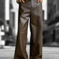 IEFB American Style Men's Pants Casual Pu Leather Solid Color Straight Wide Leg New Streetwear Male Trousers Personalized 9C8060 LAZERorange