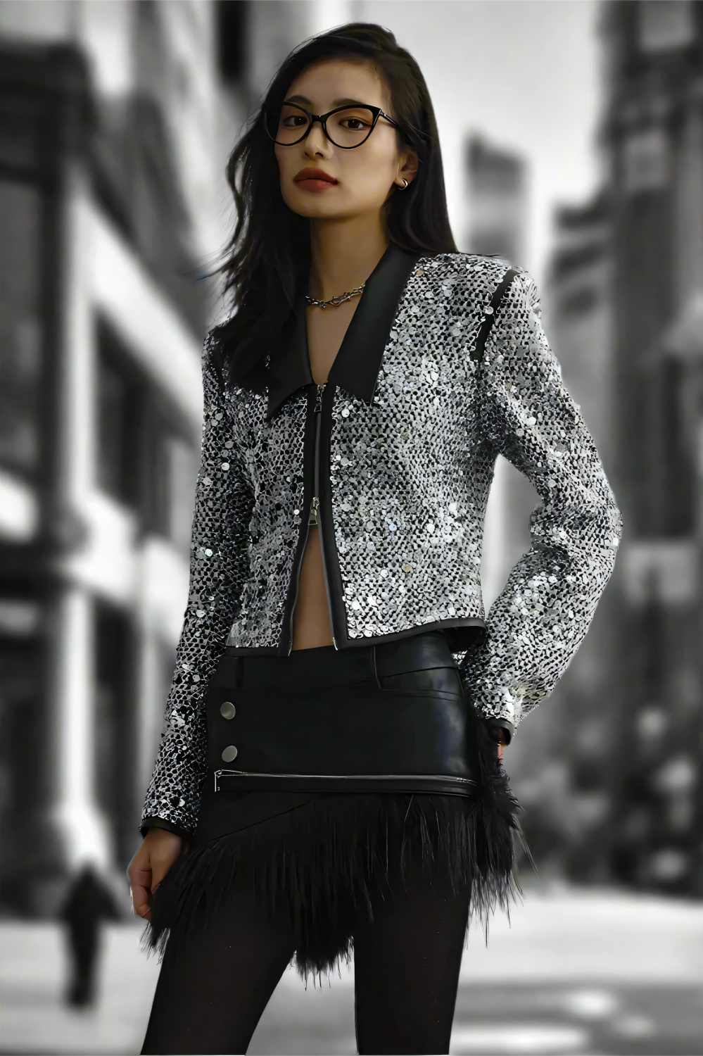 Shimmering Rebel Sequin Jacket LAZERorange