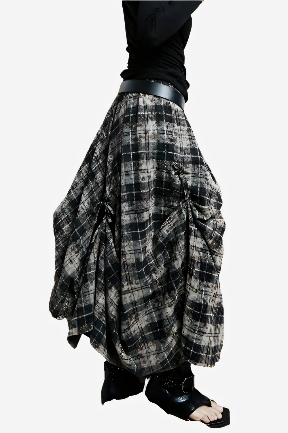 Nomad Plaid Drawstring Skirt LAZERorange