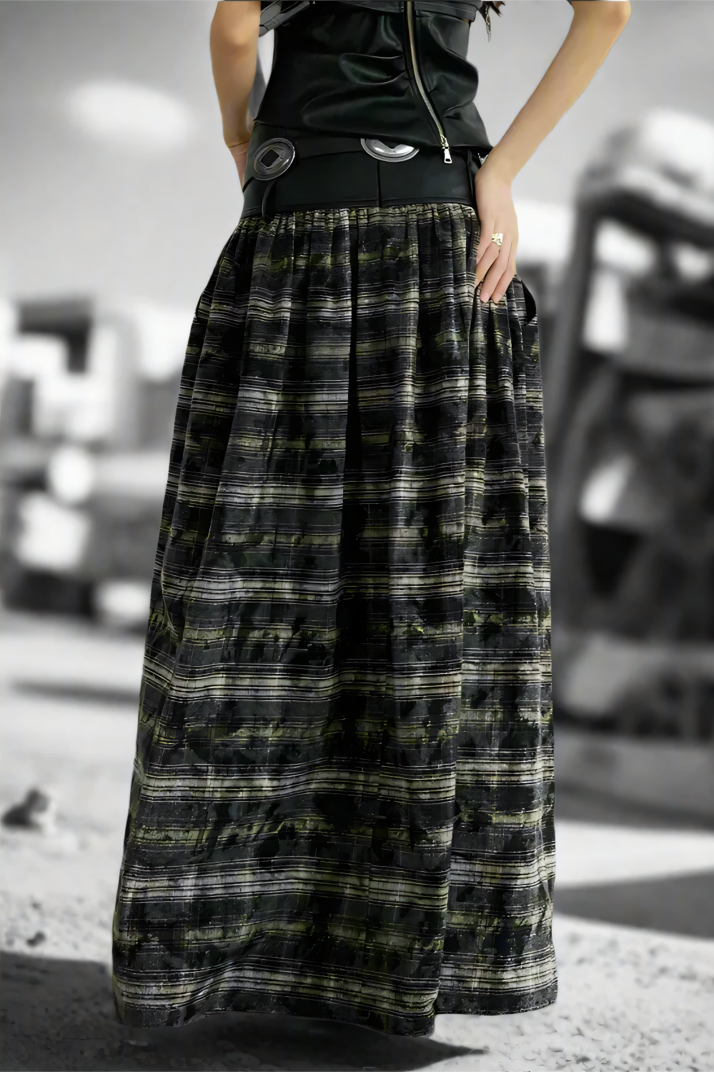 Grunge Plaid Revival Skirt LAZERorange