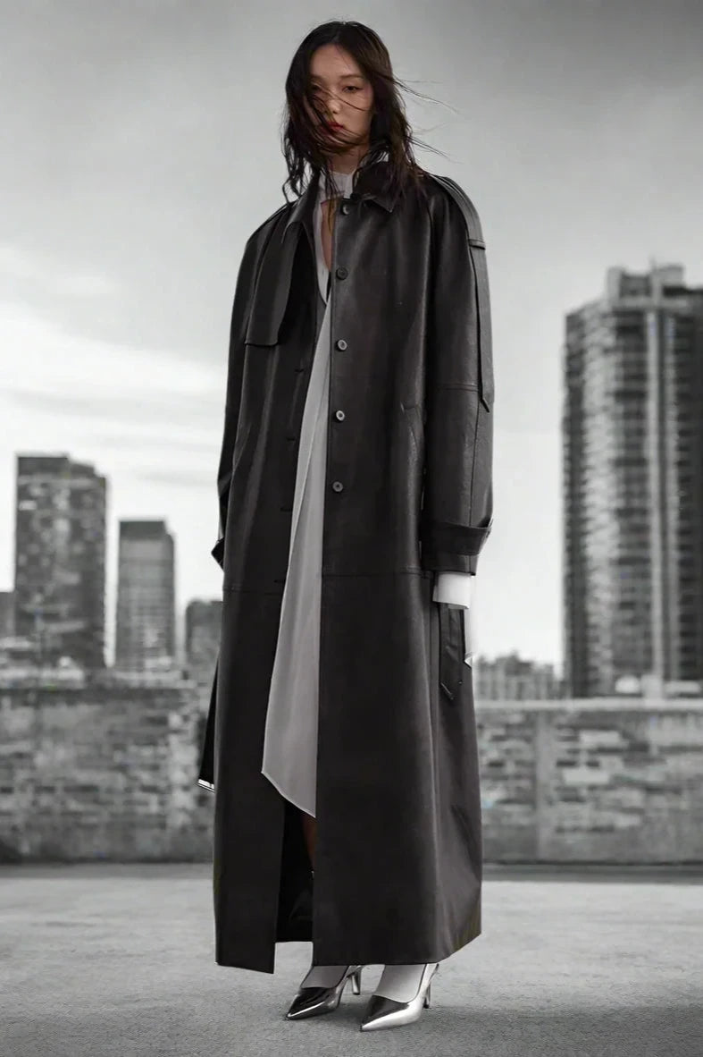 Shadowstride Long Leather Trench