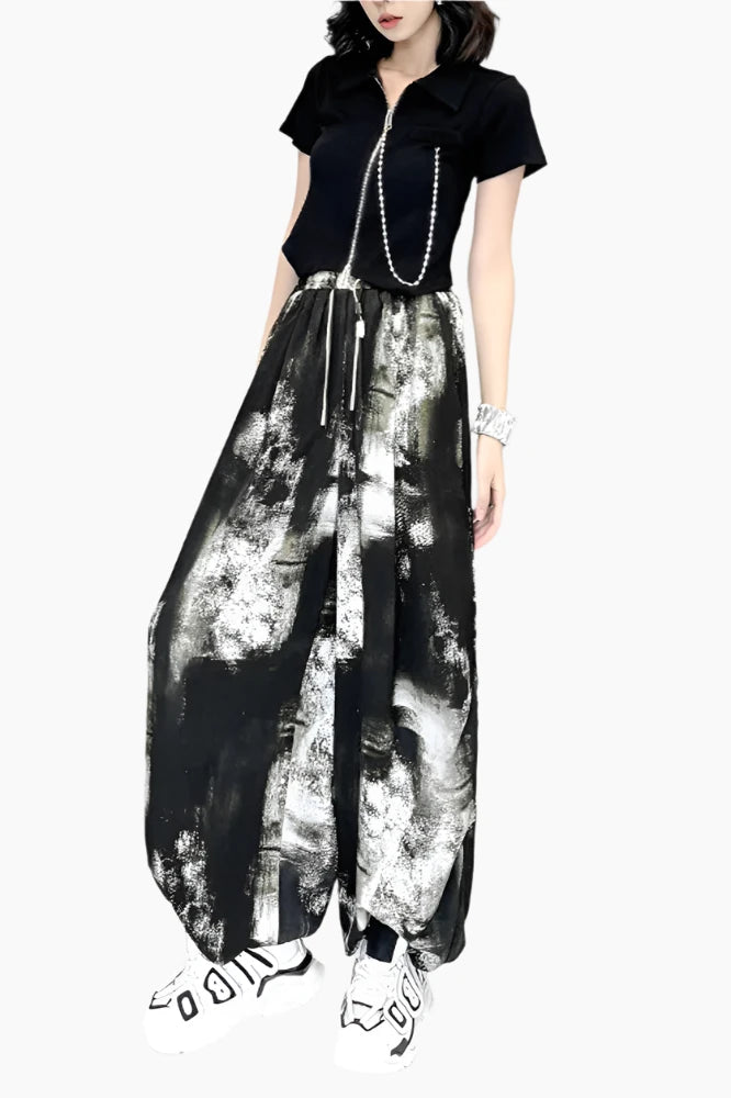 Midnight Tie-Dye Wide-Leg Pants