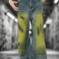 Distressed Tie-Dye Denim Trousers - LAZERorange