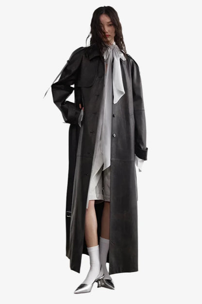 Shadowstride Long Leather Trench