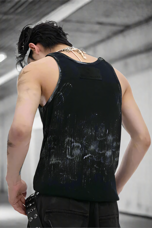 Rebel Wave Distressed Tank LAZERorange