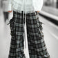 Urban Slate Plaid Wide-Leg Pants LAZERorange