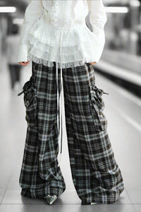 Urban Slate Plaid Wide-Leg Pants LAZERorange