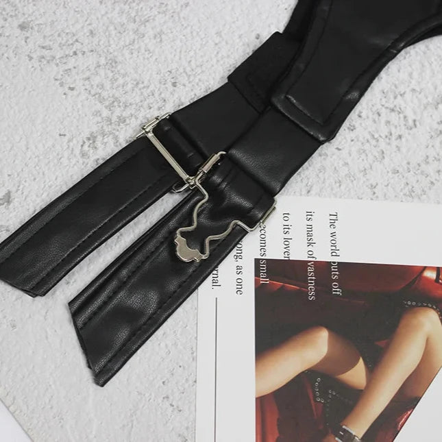 [EAM]  Black Zipper Metal Buckle Pu Leather Belt Personality Women New Fashion Tide All-match Spring Autumn 2024 1DD1938 LAZERorange