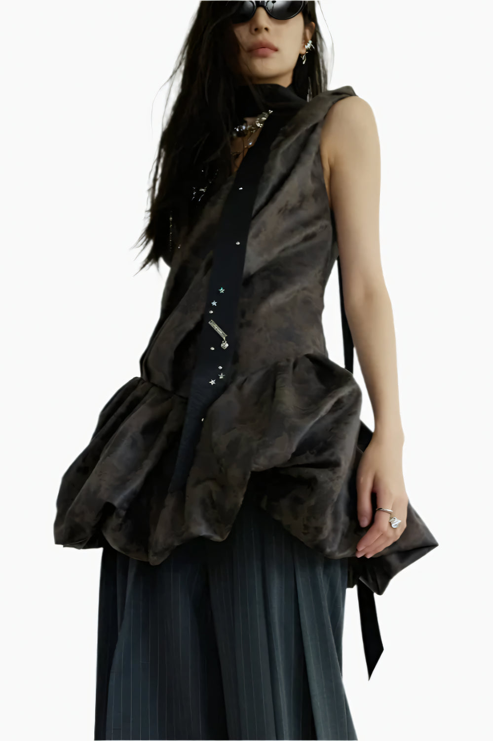 Rust Noir Peplum Dress LAZERorange