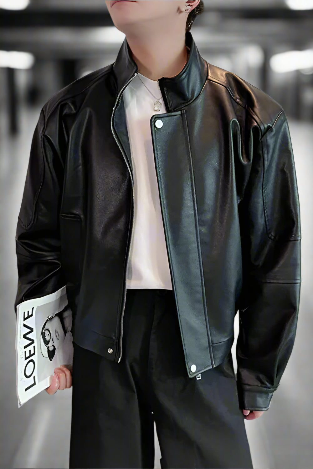 Axiom Stand Collar Leather Jacket