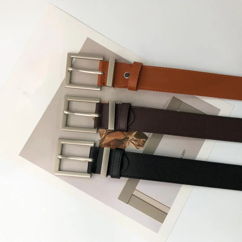 IEFB Brown Square Buckle Wide Belt Female Wild Decoration With Skirt Jeans Suit Students Accessories Fashion Belts Male Simple LAZERorange