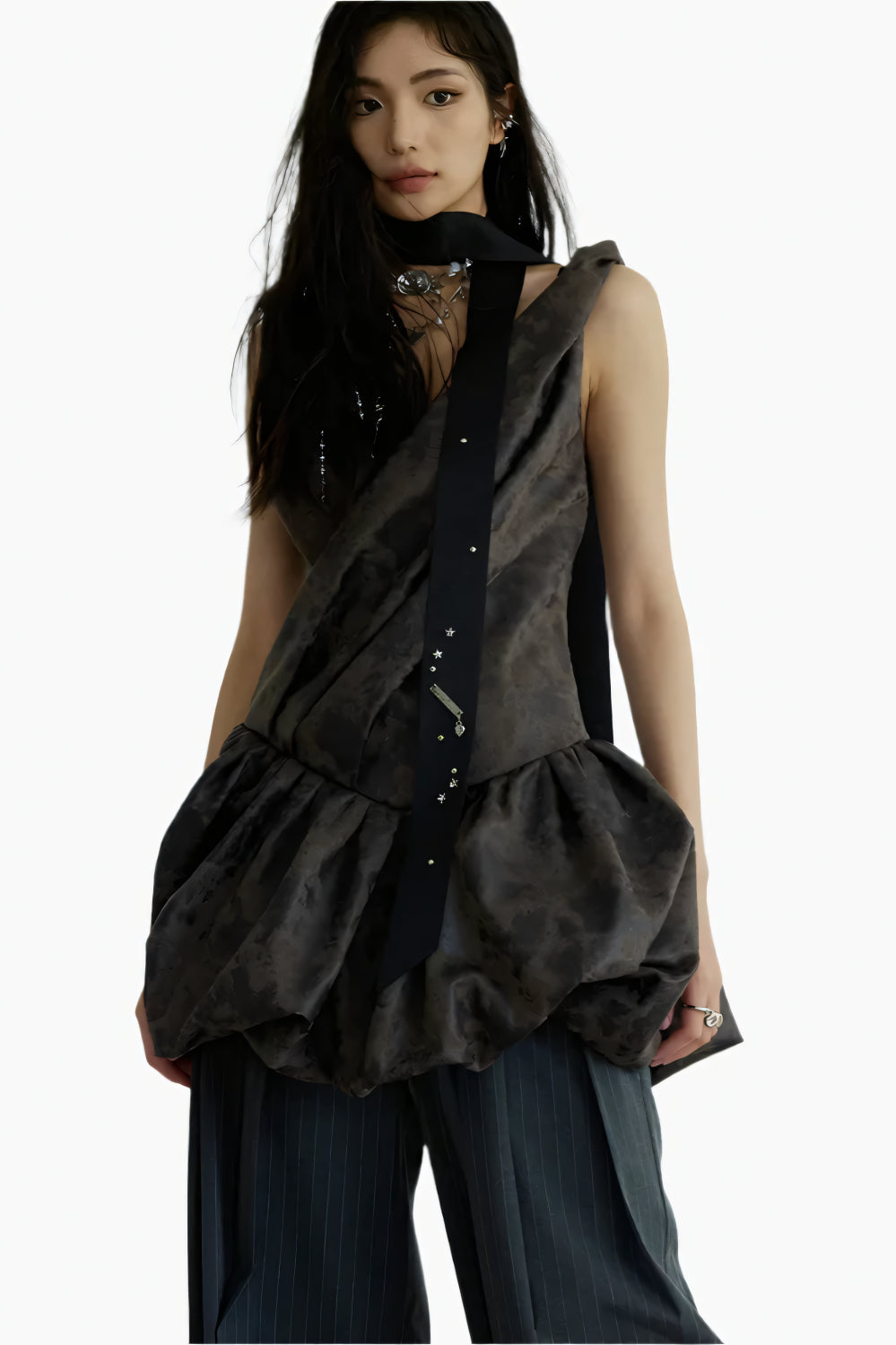 Rust Noir Peplum Dress LAZERorange