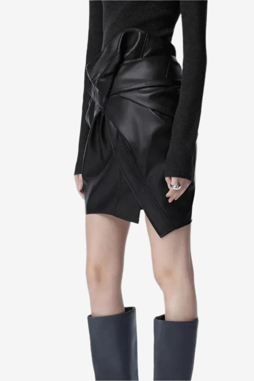 Eclipse Asymmetrical Leather Mini Skirt