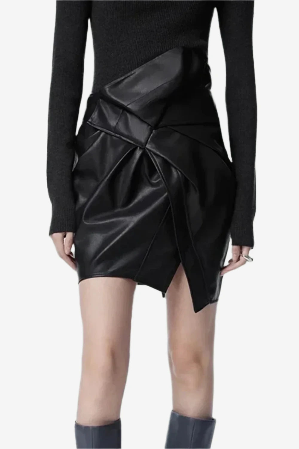 Eclipse Asymmetrical Leather Mini Skirt