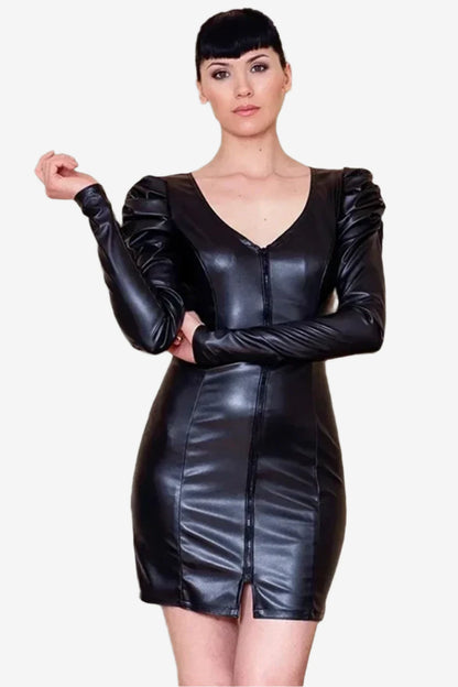 Vertex Faux Leather Sheath Dress