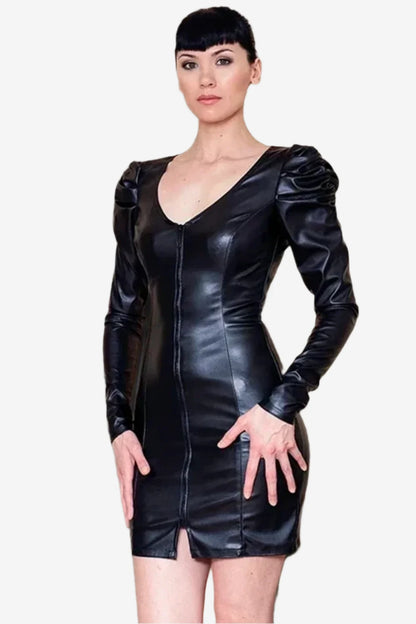 Vertex Faux Leather Sheath Dress